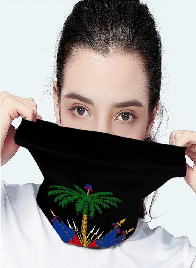 GLUDEAR 4 Pack Face Bandana Balaclava for Men Women, Sun UV Protection Reusable Half Mask Scarf Cycling Neck Gaiter,Haitian Flag Polynesian - Image 4